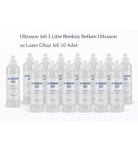 Ultrason Jeli 1 Litre Renksiz İletken Ultrason ve Lazer Cihaz Jeli 10 Adet