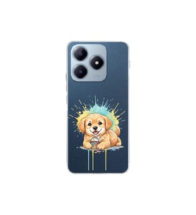 Realme C63 ile Uyumlu Splash Köpek Tasarımlı Şeffaf Silikon Kılıf