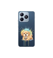 Realme C63 ile Uyumlu Splash Köpek Tasarımlı Şeffaf Silikon Kılıf