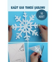 Kağıt Kar Tanesi Şablonu, (10 Adet A4 Boyut).