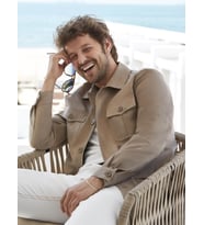 Dufy Bej Erkek Regular Fit Düz Klasik Yaka Süet Mont - 104736