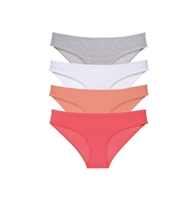 Mulvxbrf Brf02 4 Adet Süper Eko Set Likralı Kadın Slip Külot Gri Beyaz Pudra Fuşya (Mulvix)