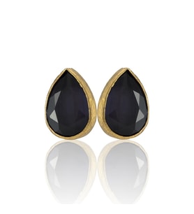 Kadir Jewellery 22 Ayar Altın Kaplama Fosil Taşlı Küpe -El İşçiliği Ve Hipoalerjenik Küpe