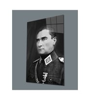 Miyrem Glasses Collection -A1^#  Siyah Beyaz Atatürk Üniformalı Cam Tablo (Çok Renkli)