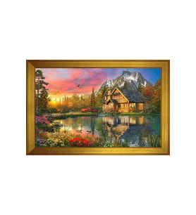 Manzara Temalı Kanvas Tablo 50 x 70 cm Gold Çerçeve