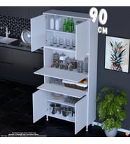 Eliusta Derin 90 cm 6 Kapaklı Çok Amaçlı Mutfak Kiler Dolabı Organizer Banyo Çocuk Odası Boy Dolabı Beyaz