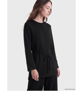 LCW Modest Siyah Soft Touch Kadın Sweatshirt Tunik