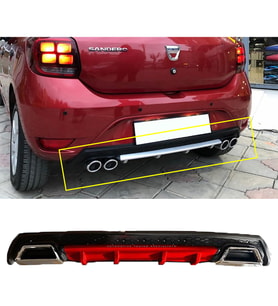 Dacia Sandero Kırmızı Difüzör Çiftli Kare Egzoz Görünümlü D Tip Difizör