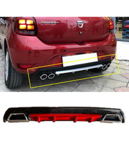 Dacia Sandero Kırmızı Difüzör Çiftli Kare Egzoz Görünümlü D Tip Difizör