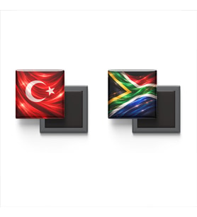 Buzdolap Magnetleri - Güney Afrika Bayrağı ve Türk Bayrağı - 2'li Set Magneti