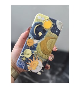 Iphone 7 Plus ve 8 Plus Uyumlu Güneş ve Ay Tasarımlı Şeffaf Telefon Kılıfı