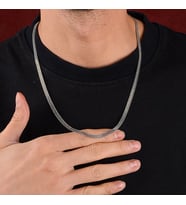 Gümüş Erkek Zincir Kolye 925 Ayar Gümüş Çift Sıra Oksitli Erkek Zinciri