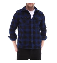Ghassy Co. Erkek Oduncu Düğmeli Çift Cepli Ekose Polar Outdoor Gömlek Ceket  (İndigo)