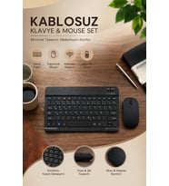 Bluetooth Bağlantılı Wireless Klavye Mouse Seti Şık İnce Gövde Sessiz Kullanım