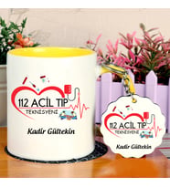 112 Acil Tıp Teknisyeni Kupa Bardak ve Anahtarlık Hediye Seti (Model 3)