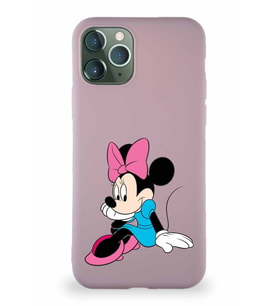 Apple iPhone 11 Pro Soft Premier Kapak Minnie Mouse-E Tasarımlı Silikon Kılıf - Pudra (Şeffaf)
