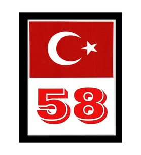 Türkiye Bayraklı Sivas 58 Plaka Kodu Ön Cam Sticker