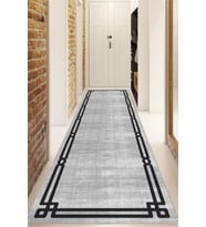 Dijital Baskılı Kaymaz Taban Yıkanabilir Modern Yolluk Ve Koridor Halısı NDU-SD-405 (Gri)