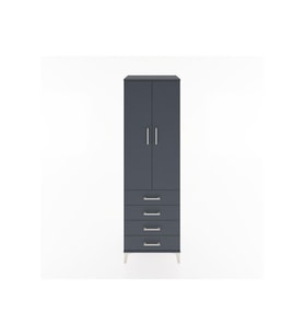 Hyperion Dolap 3 Raflı 4 Çekmeceli 2 Kapaklı 60x44x195 Antrasit-Antrasit
