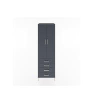 Hyperion Dolap 3 Raflı 4 Çekmeceli 2 Kapaklı 60x44x195 Antrasit-Antrasit