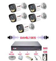 FURY 5 li Sesli Gece Renkli Görüş Güvenlik Kamerası Su Geçirmez Güvenlik Kamerası Seti 5590s 500GB