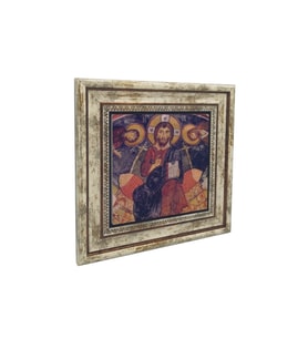 Kapadokya Göreme Karanlık Kilise Freski - Deesis Baskılı Taş Tablo 25X25
