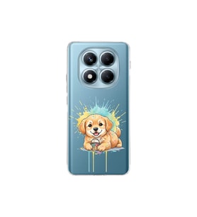 Redmi Note 14 Pro 5G ile Uyumlu Splash Köpek Tasarımlı Şeffaf Silikon Kılıf