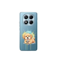Redmi Note 14 Pro 5G ile Uyumlu Splash Köpek Tasarımlı Şeffaf Silikon Kılıf