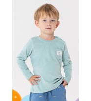 Breeze Erkek Bebek Uzun Kollu Tişört Cool Yazı Armalı Cepli 9 Ay-3 Yaş, Su Yeşili