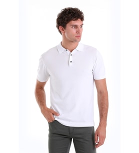 Hatemoğlu Beyaz GM 112303 Rayon Polo Yaka Triko T-shırt