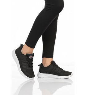 Walkway Füme Fileli Hafif Bağcıklı Unisex Spor Ayakkabı 2029 G (Siyah - Beyaz)