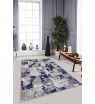 Lacivert Vintage Kaymaz Taban Makinede Yıkanabilir Halı SU08 - 100 x 160 cm