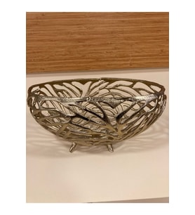 KASE MEYVELİK EL YAPIMI DÖKÜM PİRİNÇ OVAL VE DERİN MODEL ALTIN ORTABOY ÇAPI 29 CM YÜKSEKLİK 16 CM