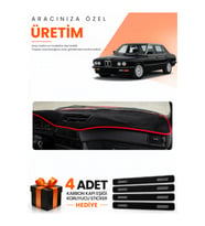 BMW E28 (1981-1988) Uyumlu Torpido Koruma Örtüsü Oto Kılıfı - Siyah Kırmızı