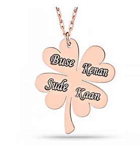 Gümüş Rose Dört Yaprak İsimli Yonca Bayan kolye