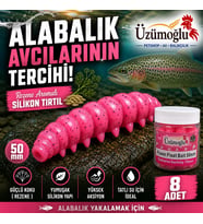 Üzümoğlu Benekli Pembe Rezene Aromalı Silikon Tırtıl 50mm 8 Adet