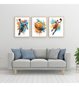 Splash Dunk 3'lü Set Çerçeveli Tablo Ahşap Renk 35 x 50 Boyut/Ebat (Standart)