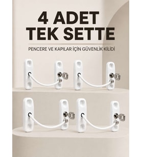 Anahtarlı Pencere Emniyet Kilidi 4 Adet Güvenlik Seti