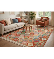 Algelsineve Elmas Desen Kilim – El Dokuması Tadında Otantik Görünüm (Çok Renkli)