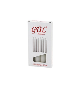 4PCS - İNCE   ÇAP=1.6CM - UZUNLUK=12CM   BEYAZ KLASİK  MARKET MUM GO-53-vice 00782