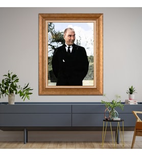 Altın Varaklı Paspartulu Çerçeveli Tablo rv1495