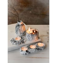 Mermer Desenli Tealigh Mum Vaza Yinyang Soya Wax Hediyelik Dekoratif Mumluk Seti (Çok Renkli)