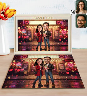 BK Gift Kişiye Özel Sevgili Karikatürlü 1000 Parça Profesyonel Puzzle-6, 1000 Puzzle, Sevgililer Günü Hediyesi, Sevgiliye Hediye