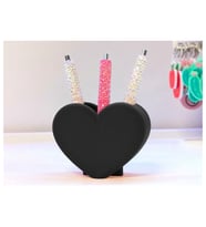 Alvera Kalp Şekilli Kalemlik – 3D Baskı Masaüstü Organizer - Siyah