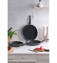 Comfort  Tava Seti Granit Tek Kulplu Tava 24-26-28 Cm (Siyah)