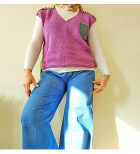 Bohem Tarz Renkli El Örgüsü Süveter, Cepli Kısa Kadın Süveteri , El Yapımı Hediyeler, Renkli Örgü Kadın Süveterleri , Kemzey Handmade Giyim