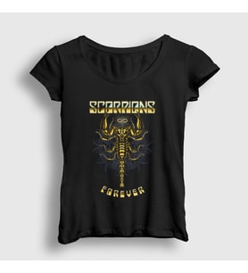 Presmono Kadın Siyah Forever Scorpions T-Shirt 109052tt