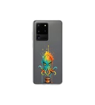 Samsung Galaxy S20 Ultra ile uyumlu Splash ahtapot tasarımlı şeffaf silikon kılıf