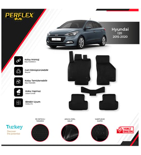 Hyundaı I20 2015-2020 3D Havuzlu Paspas (Siyah - Beyaz)