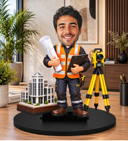 Kişiye Özel İnşaat Mühendisi Biblosu – Fotoğraftan 3D Karikatür Mühendis Figürü, Şantiye Şefi ve Harita Mühendisine Hediye